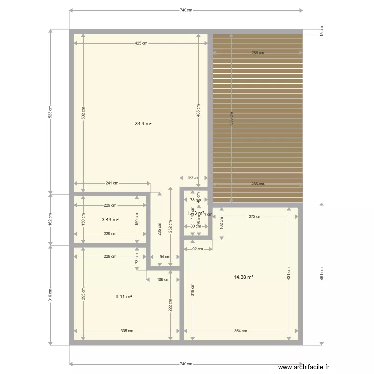 Maison Jumel&eacute;e V3. Plan de 