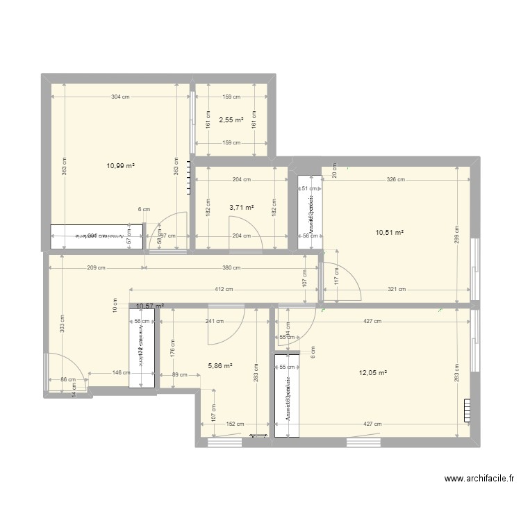 Bellevue 4. Plan de 7 pièces et 56 m2