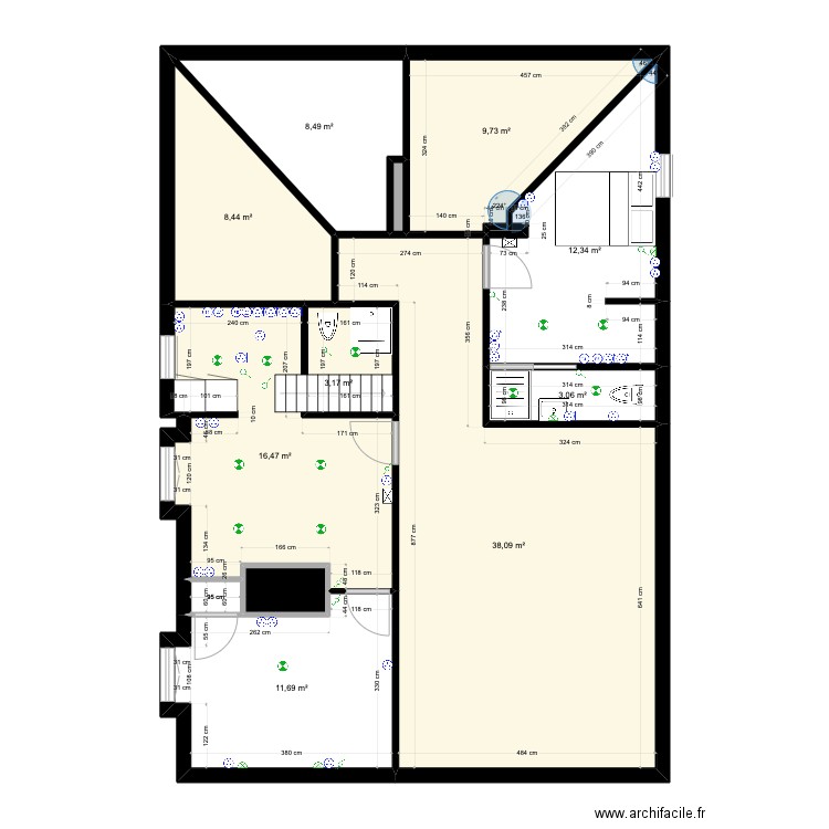 Carmélites. Plan de 13 pièces et 114 m2