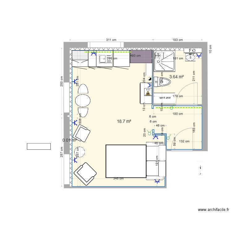 VR 9 Lausanne meublé studio II fichier sécurité . Plan de 0 pièce et 0 m2