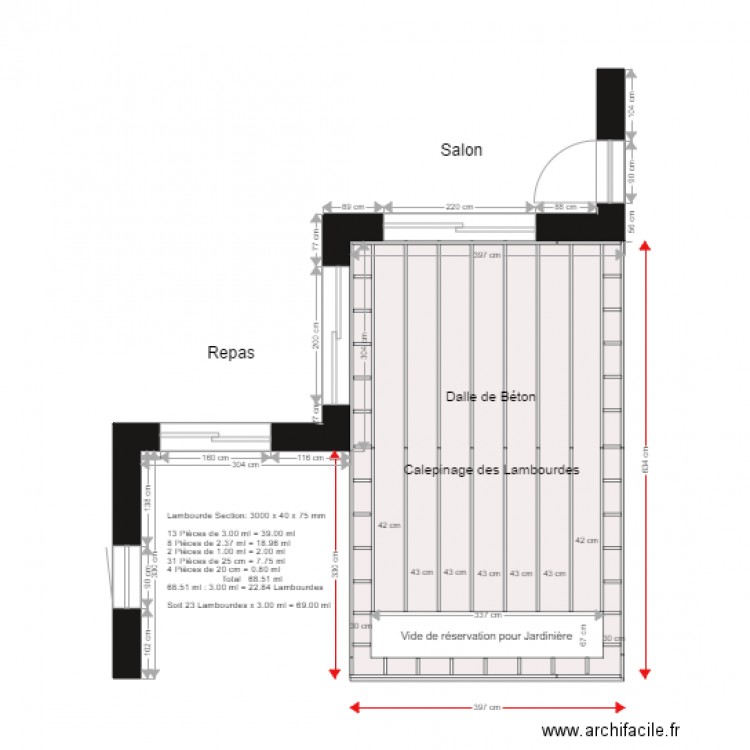 Plan Béton de la Terrasse. Plan de 0 pièce et 0 m2
