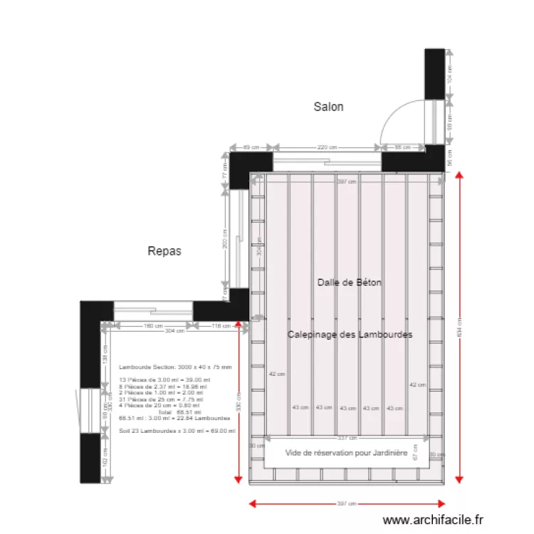 Plan B&eacute;ton de la Terrasse. Plan de 