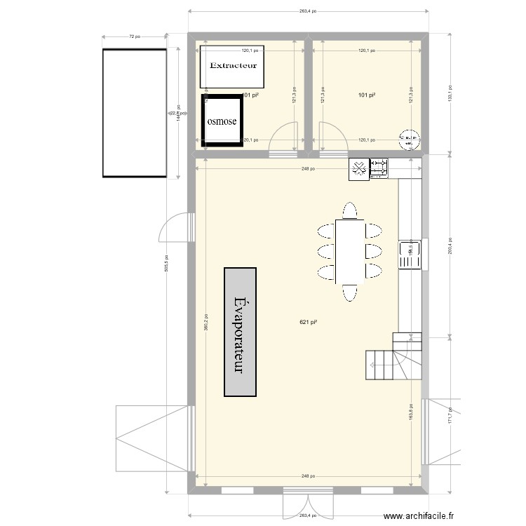 Cabane a sucre. Plan de 3 pièces et 77 m2