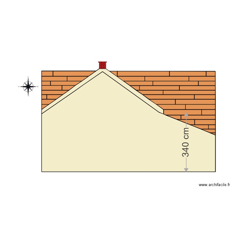 Pignon EST après modification. Plan de 0 pièce et 0 m2