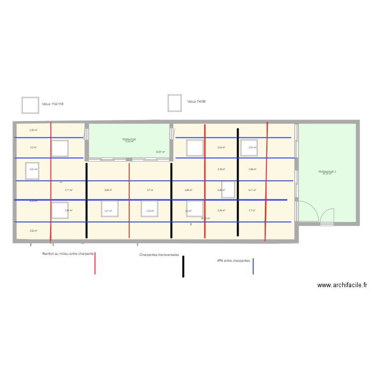 BONNAC 2 PLAN BUREAU VELUX 2. Plan de 25 pièces et 173 m2