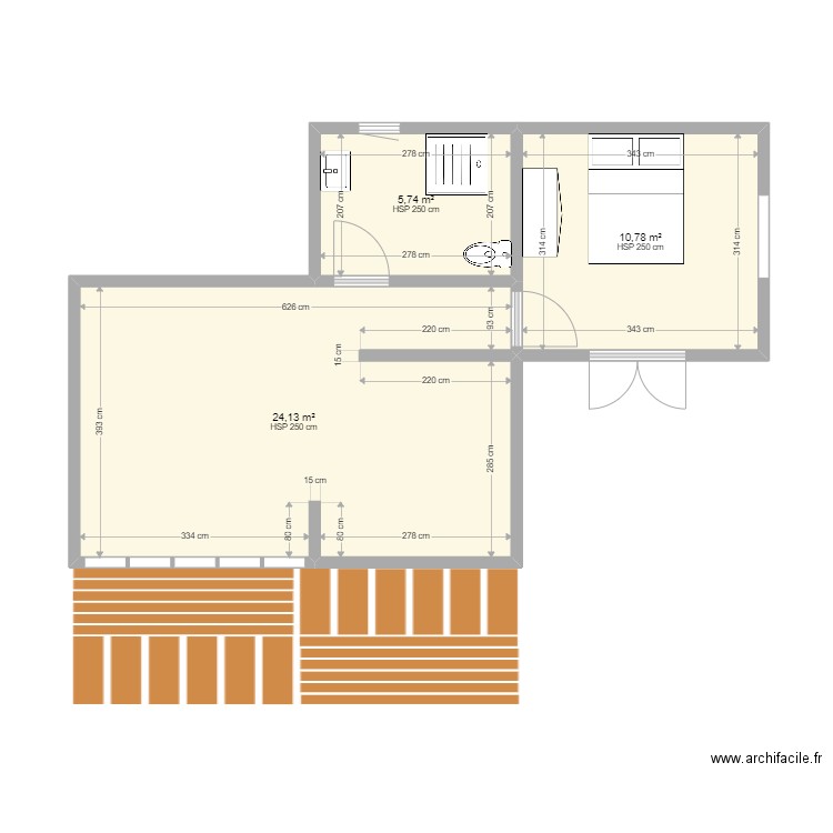 ba2. Plan de 3 pièces et 41 m2