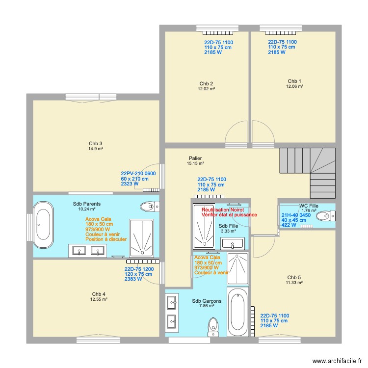 Etage radiateurs. Plan de 0 pièce et 0 m2