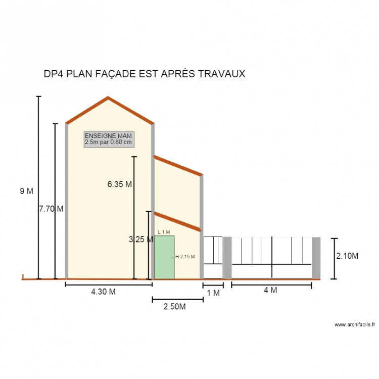 FACADE COTE EST APRES TRAVAUX. Plan de 0 pièce et 0 m2