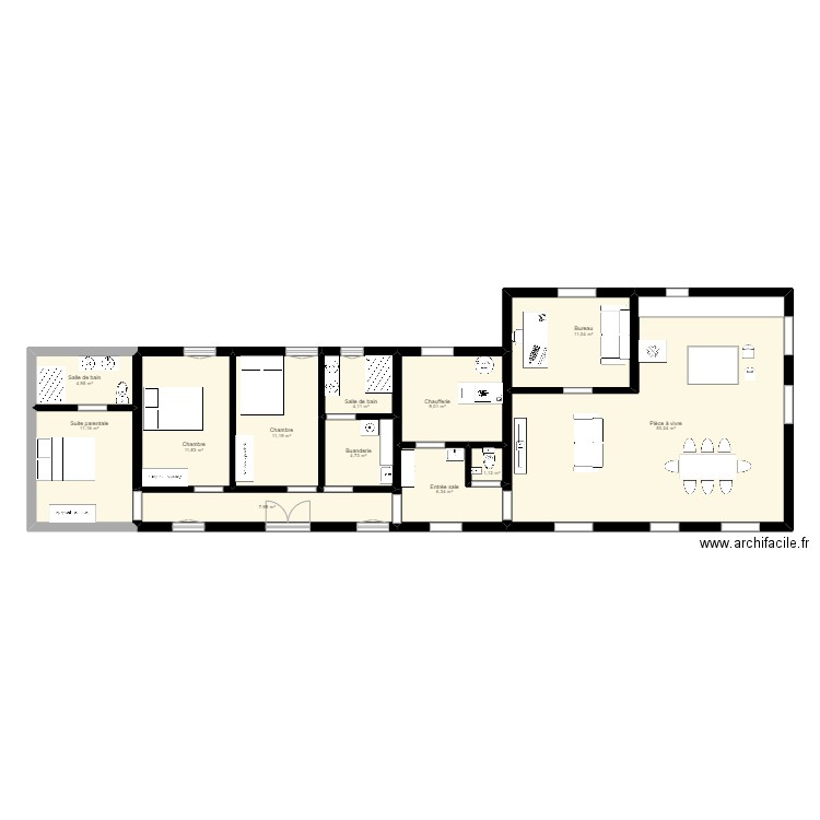 Maison 1. Plan de 12 pièces et 134 m2