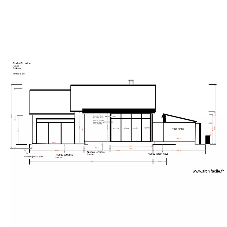 Studio Picholine Projet 02 19 2 Fa&ccedil;ade est . Plan de 
