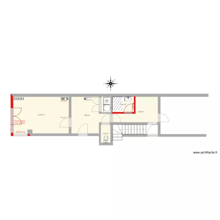 rez de chauss&eacute;e saint ouen projet sans meubles 2507. Plan de 