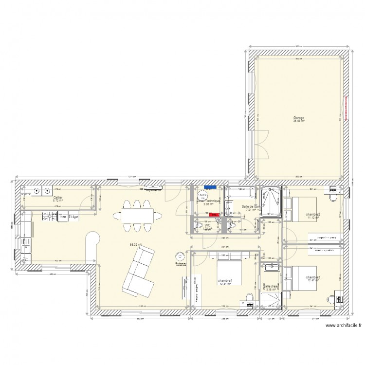 projet nvelle cotation mur . Plan de 0 pièce et 0 m2