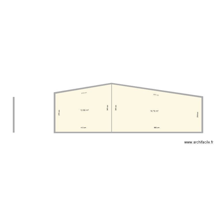 MESCHERS Plan de coupe AGRANDISSEMENT. Plan de 2 pièces et 33 m2