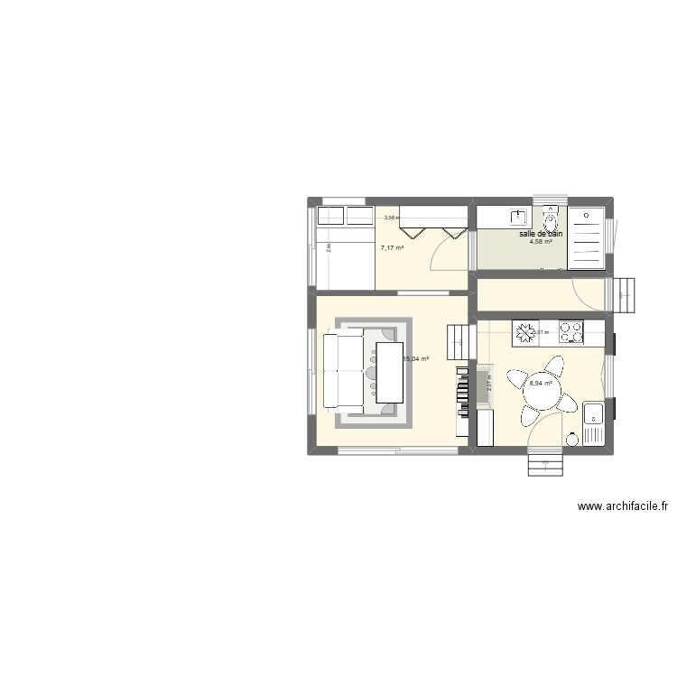 la mure. Plan de 4 pièces et 36 m2