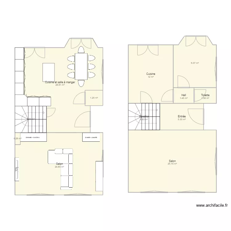 Maison plan actuel. Plan de 