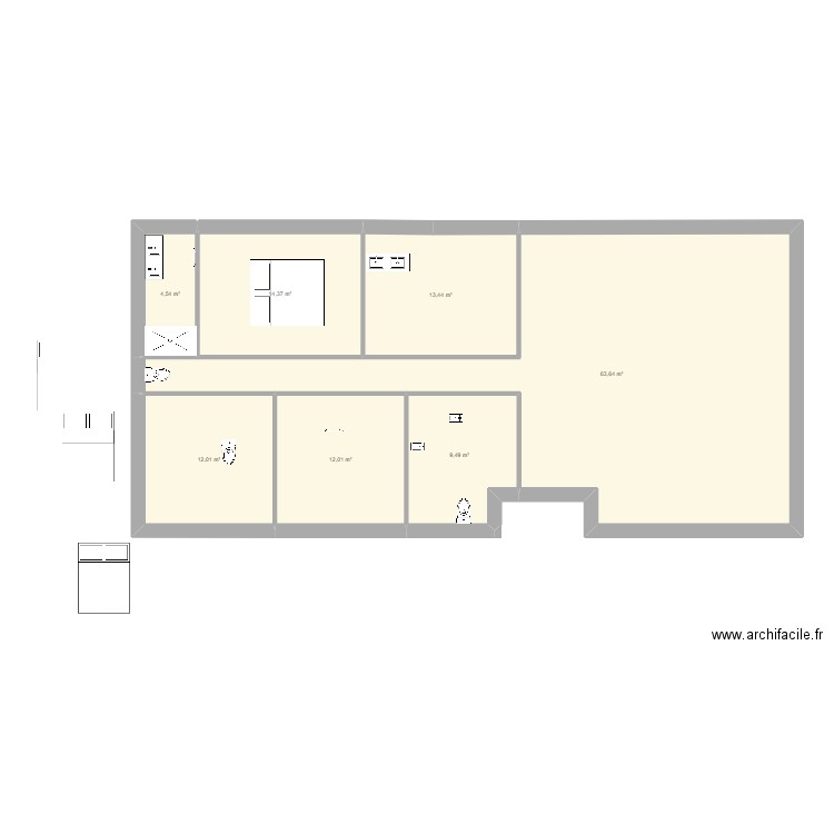 zeb nouveau. Plan de 7 pièces et 130 m2