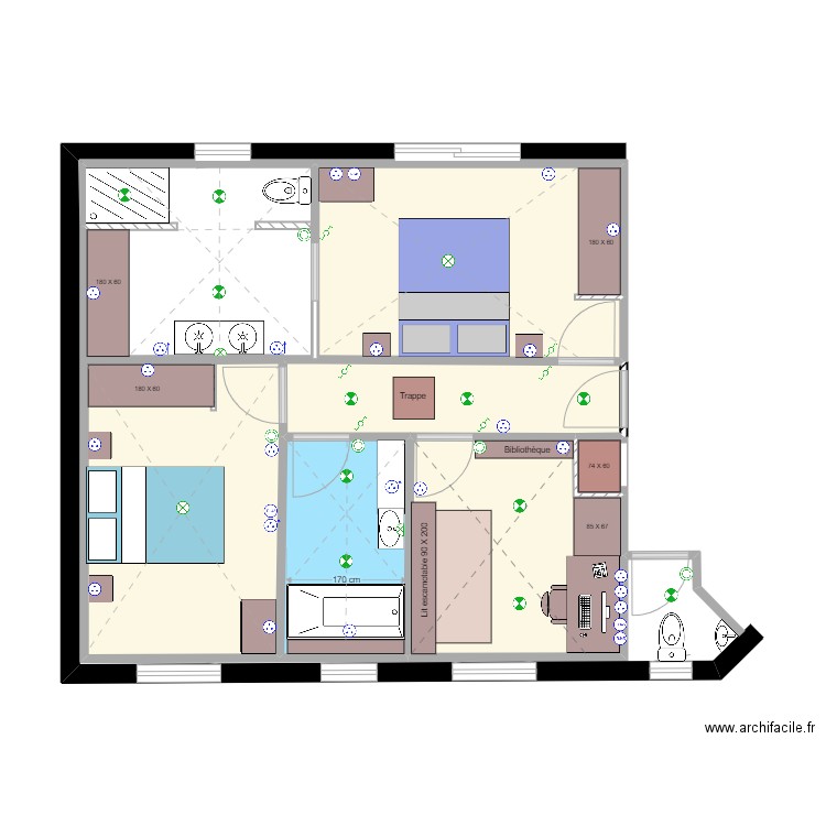 Partie nuit. Plan de 0 pièce et 0 m2