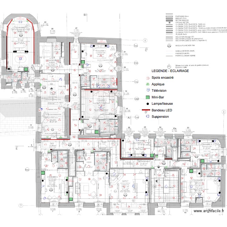 électricité chambres. Plan de 0 pièce et 0 m2