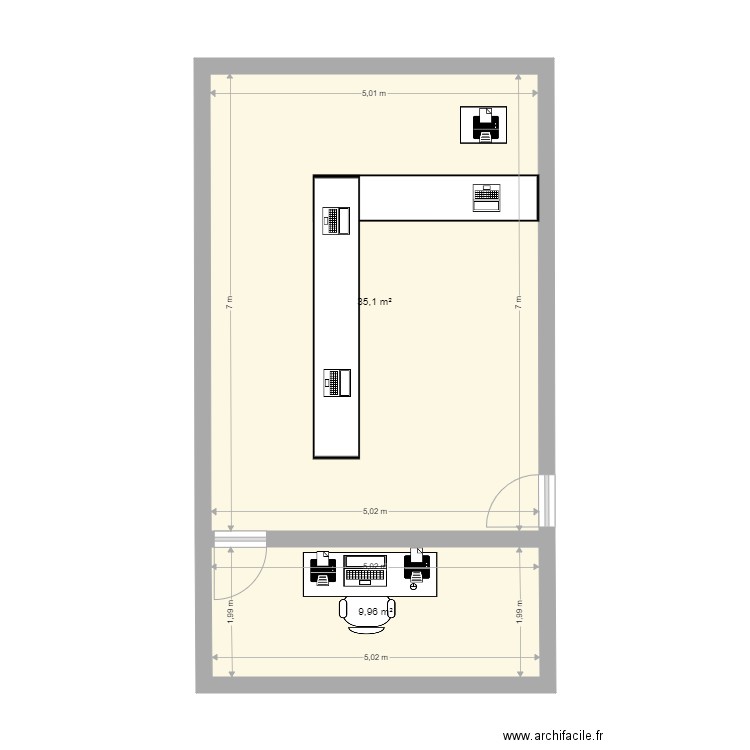 Pharmacie Nouvel Baobab. Plan de 2 pièces et 45 m2