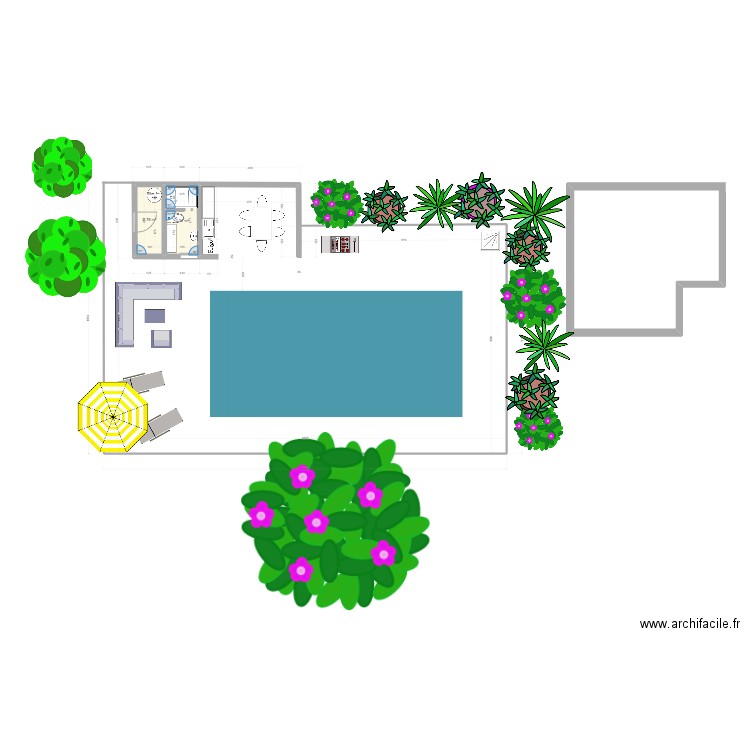 pool house variante . Plan de 2 pièces et 6 m2