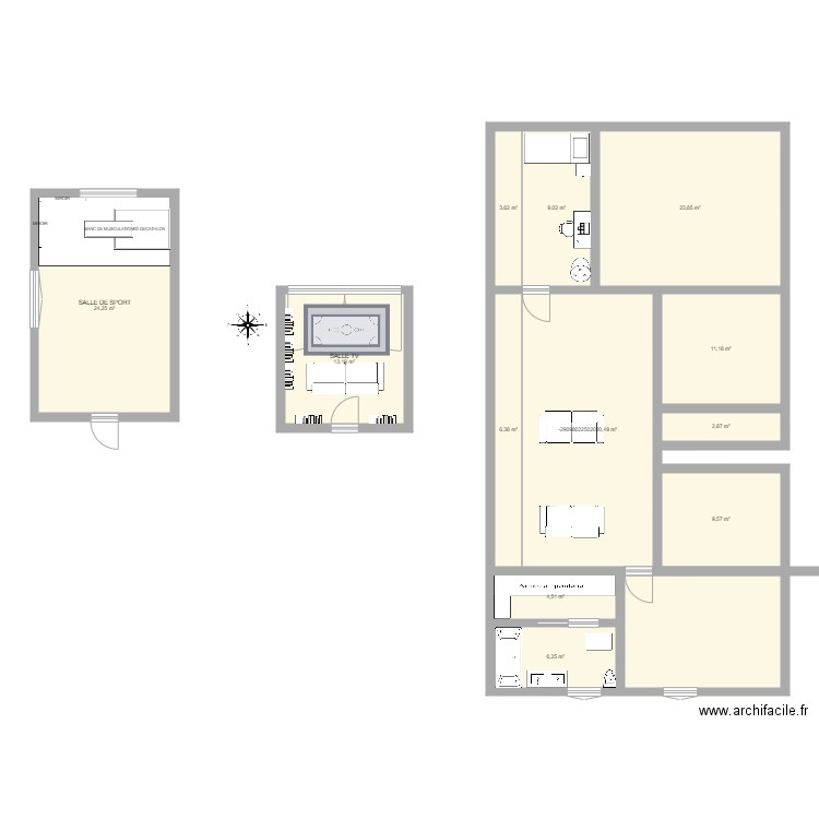 1 HADG. Plan de 12 pièces et 145 m2