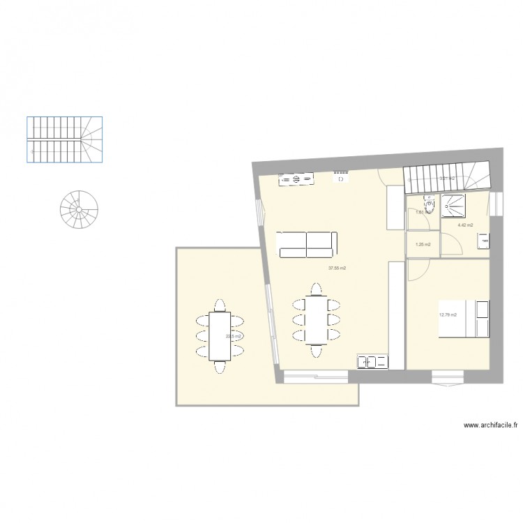Etage grange version 1. Plan de 0 pièce et 0 m2