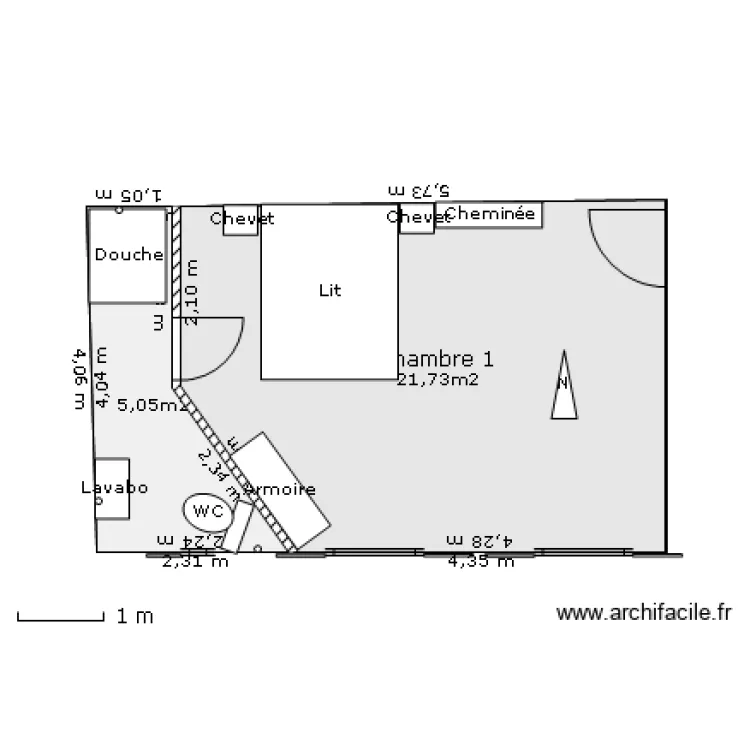 Chambre 1a. Plan de Chambre 1a. Plan de