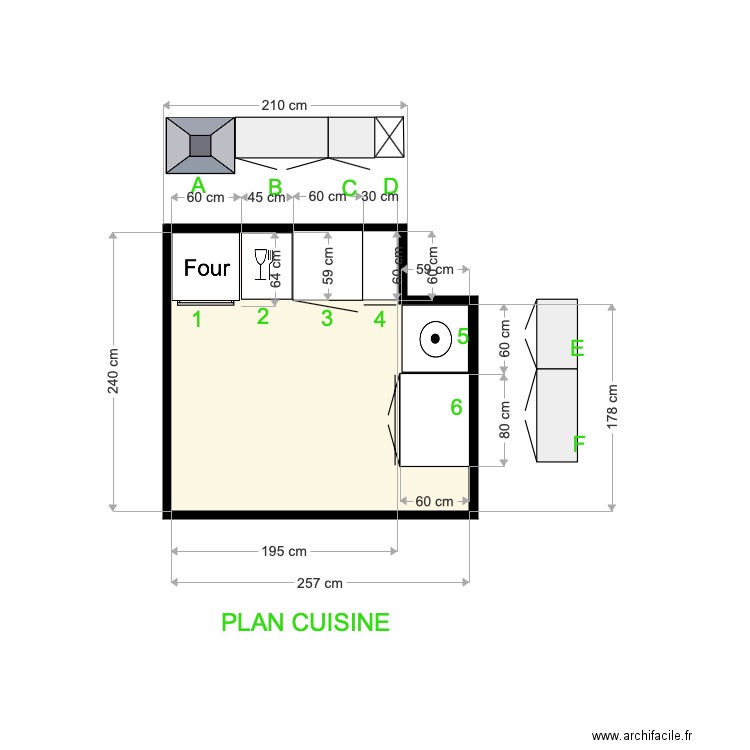 PLAN CUISINE SA 1. Plan de 0 pièce et 0 m2