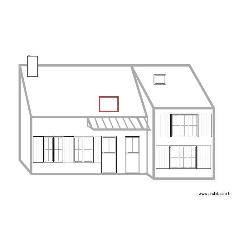 fa&ccedil;ade sud v&eacute;lux &agrave; droite avec volets 2. Plan de 