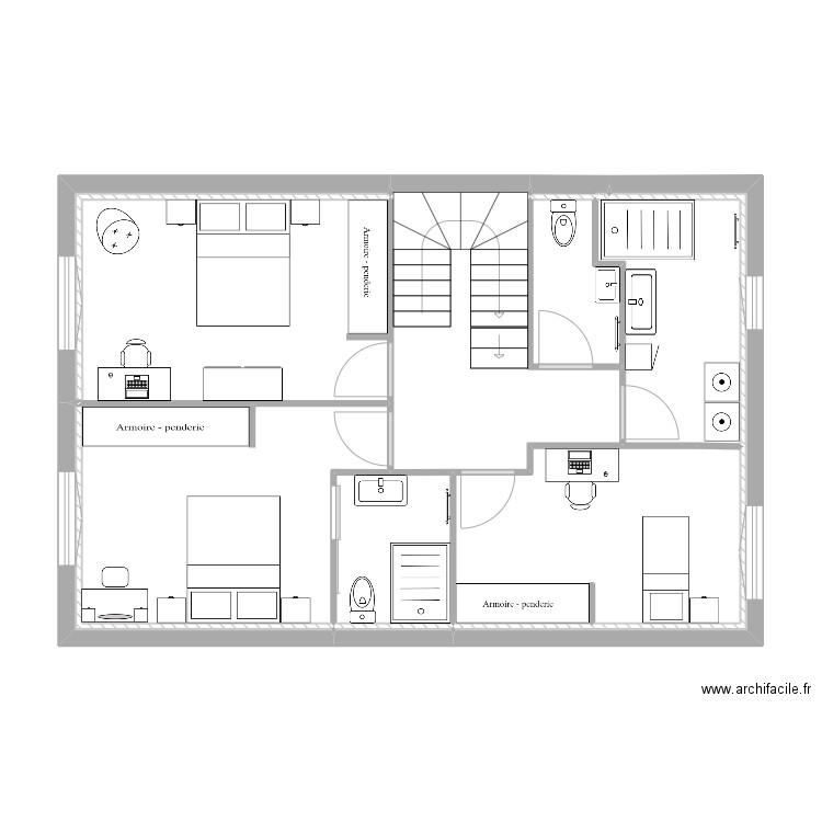 étage. Plan de 11 pièces et 47 m2