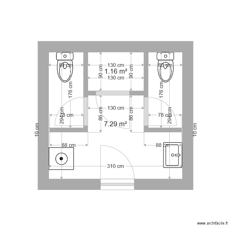 Salles Paroissiales Saint Paul Avon WC état actuel. Plan de 0 pièce et 0 m2