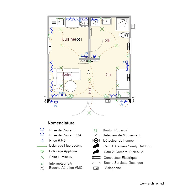 A16B Cellule 3D Plan Aménagement Architectural avec nomenclature 09MARS. Plan de 0 pièce et 0 m2