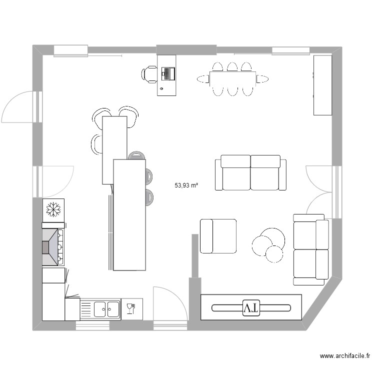 Aurie Plan 1. Plan de 1 pièce et 54 m2