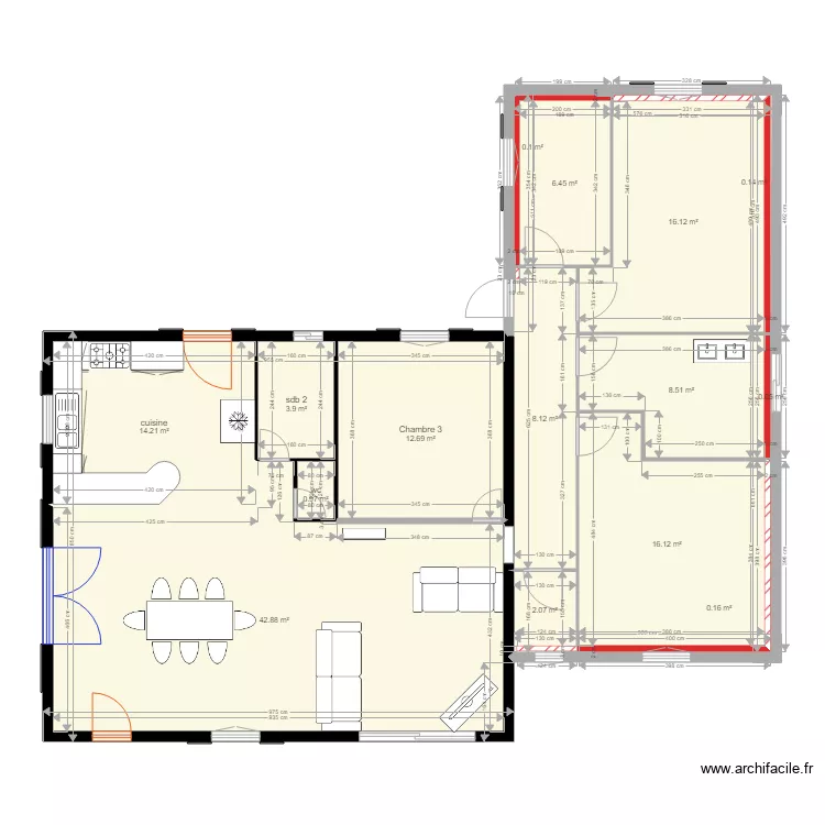 maison muy 36 reajust&eacute; mur. Plan de 