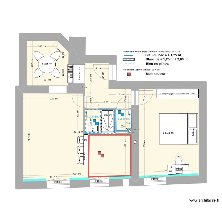 01 Levallois Carrelage. Plan de 0 pièce et 0 m2