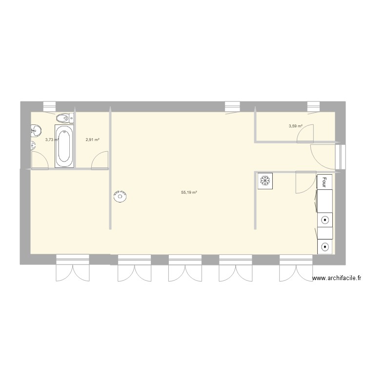 Madura1. Plan de 4 pièces et 65 m2