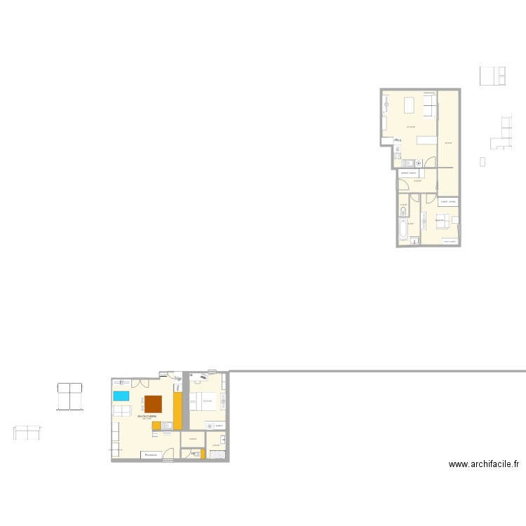 Appartement compldffg. Plan de 11 pièces et 103 m2