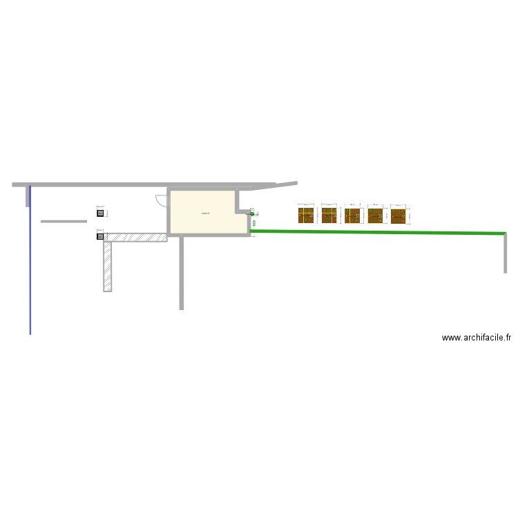 Jardin nord. Plan de 1 pièce et 19 m2