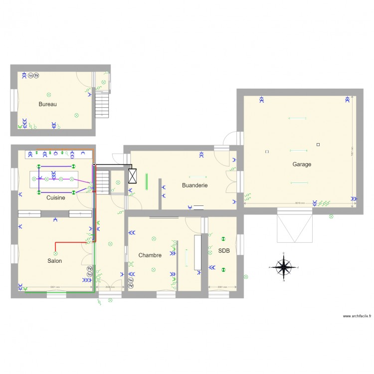 Eclairage cuisine salon. Plan de 0 pièce et 0 m2