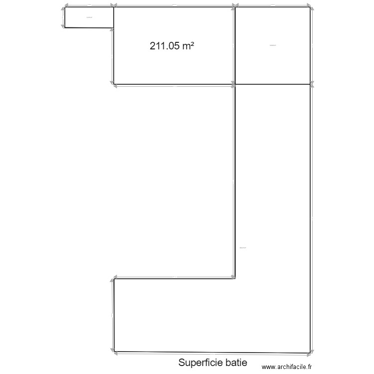 dimensions exterieures et superficie. Plan de 0 pièce et 0 m2
