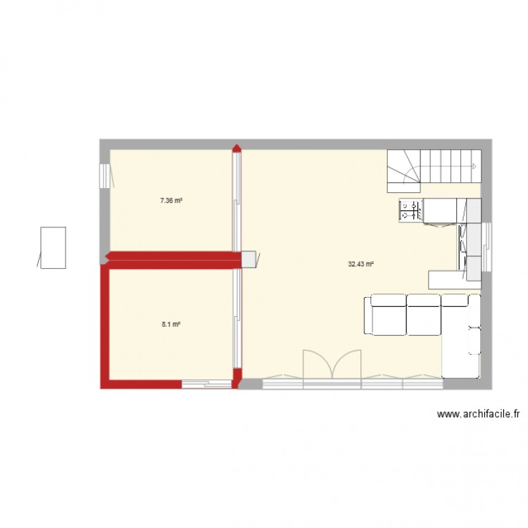 plan maison 50 m2 optimlisé. Plan de 0 pièce et 0 m2