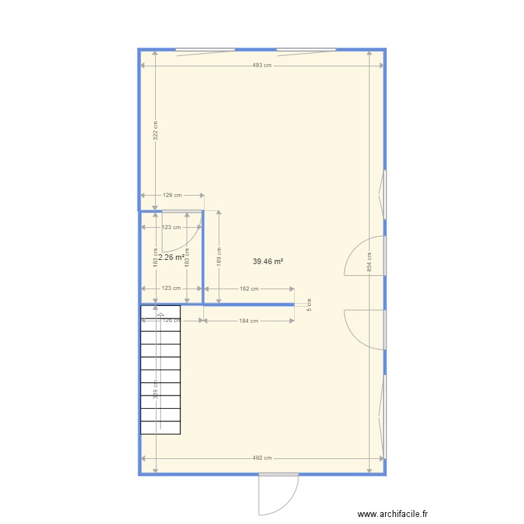 salabey. Plan de 2 pièces et 42 m2