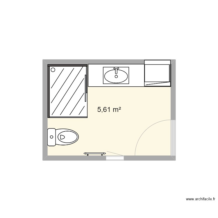 sdb Mika. Plan de 1 pièce et 6 m2