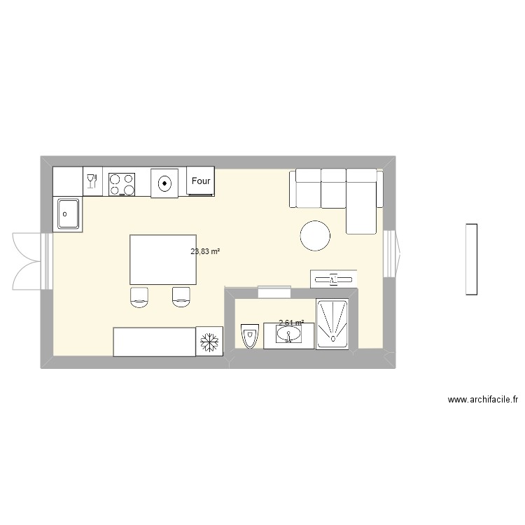 Plan 1. Plan de 2 pièces et 26 m2