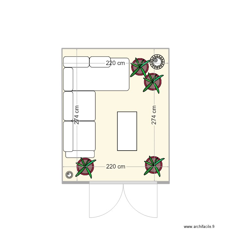 Balcon. Plan de 1 pièce et 6 m2