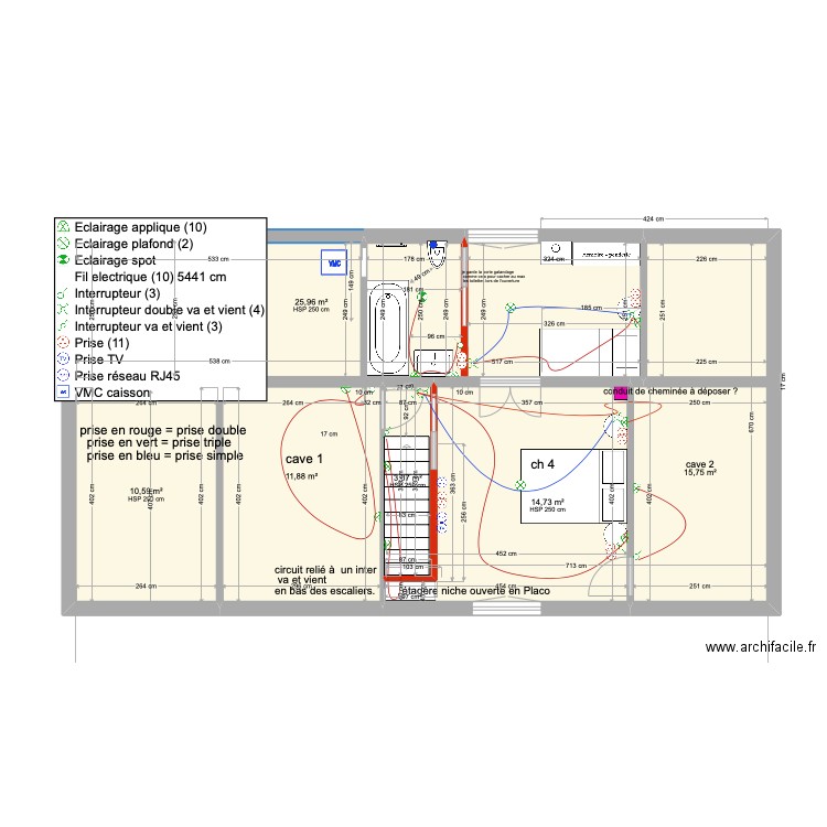 Plan Elec / Arc en ciel  Top floor 2. Plan de 6 pièces et 82 m2