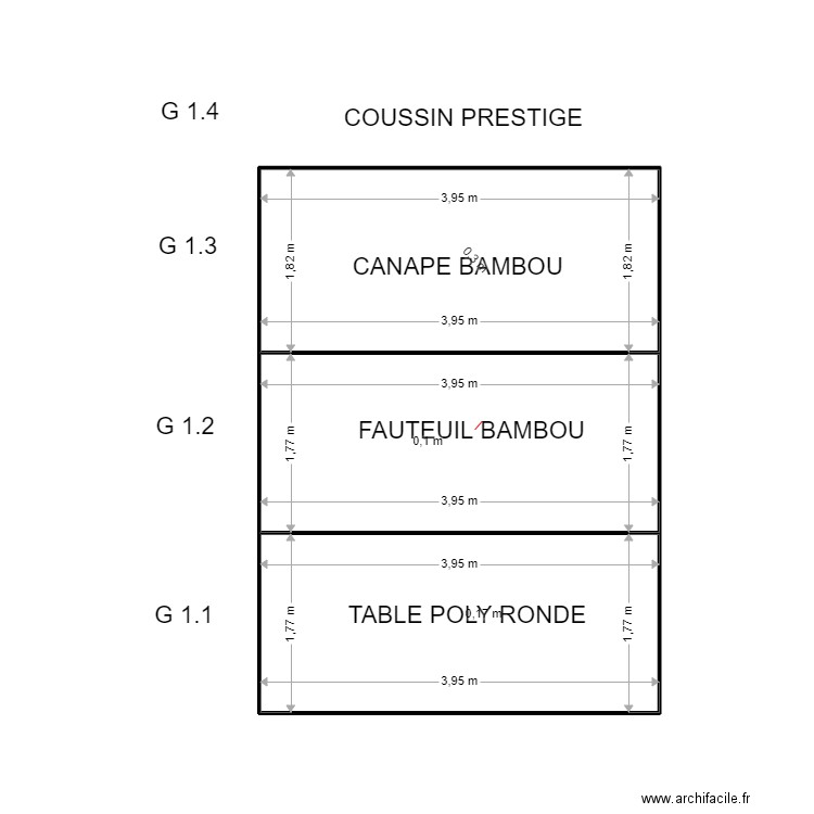 G 1. Plan de 3 pièces et 21 m2