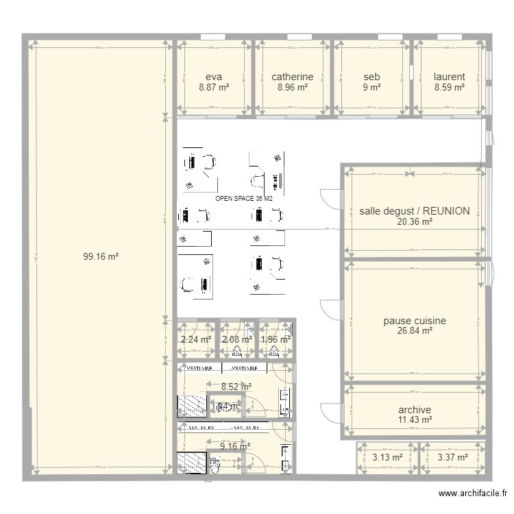 plan salle boeuf v2. Plan de 31 pièces et 614 m2