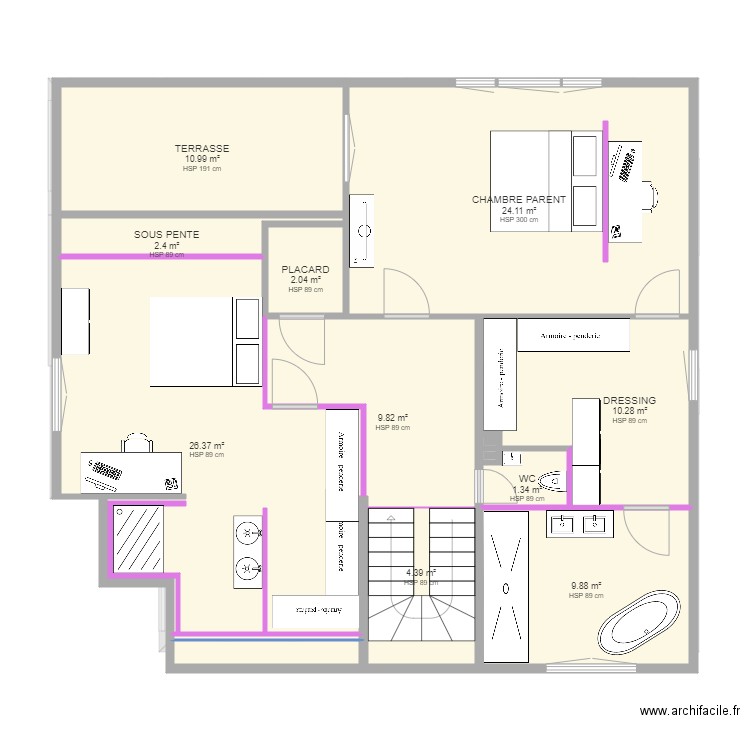 PICOT MONTPERREUX PROJET 3. Plan de 27 pièces et 250 m2