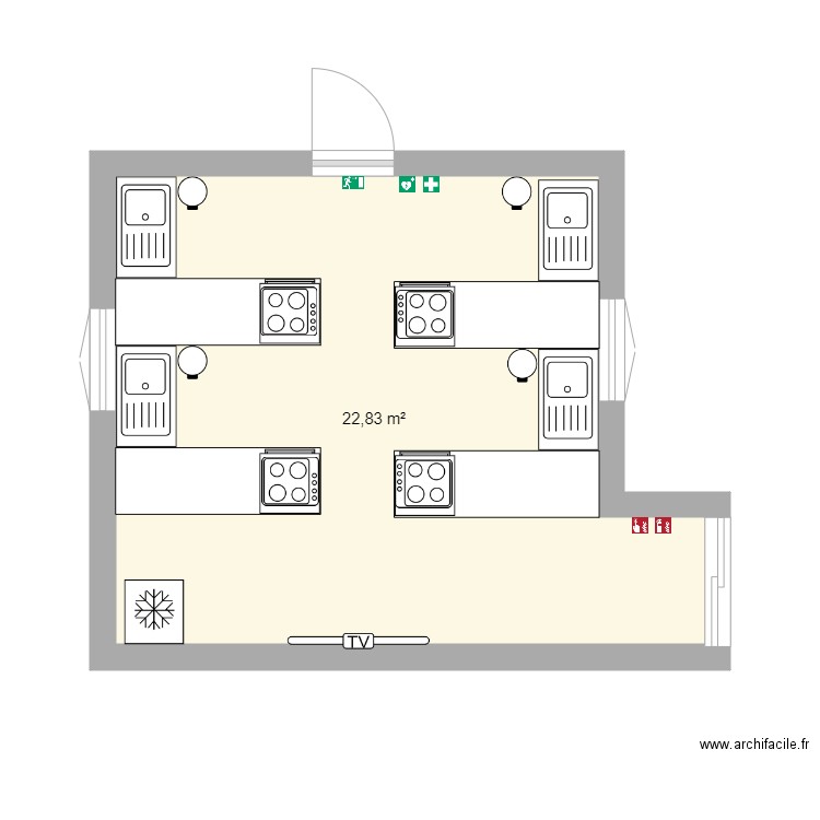 Plan cuisine collective. Plan de 0 pièce et 0 m2